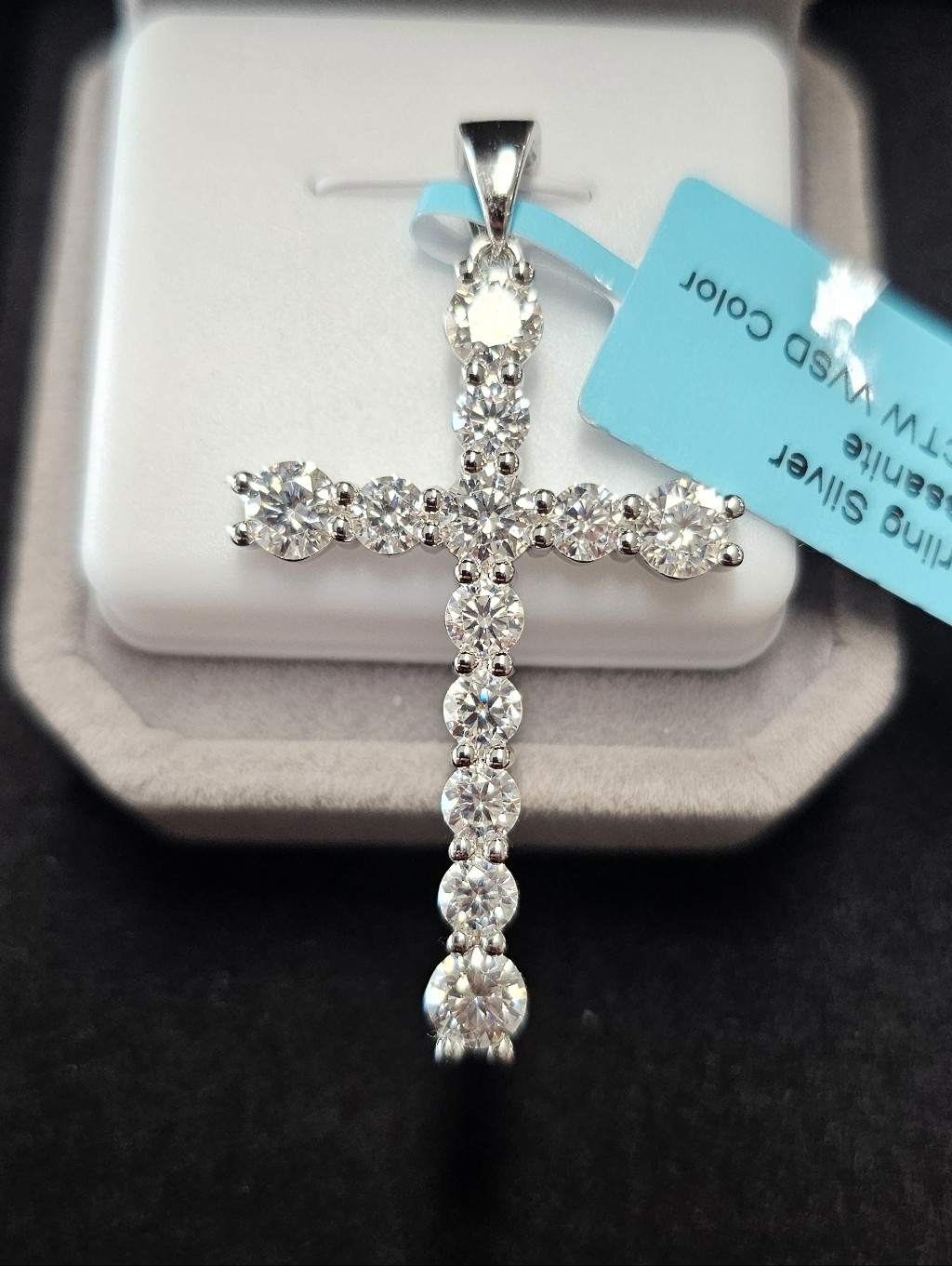Sterling Silver Moissanite Cross Pendant